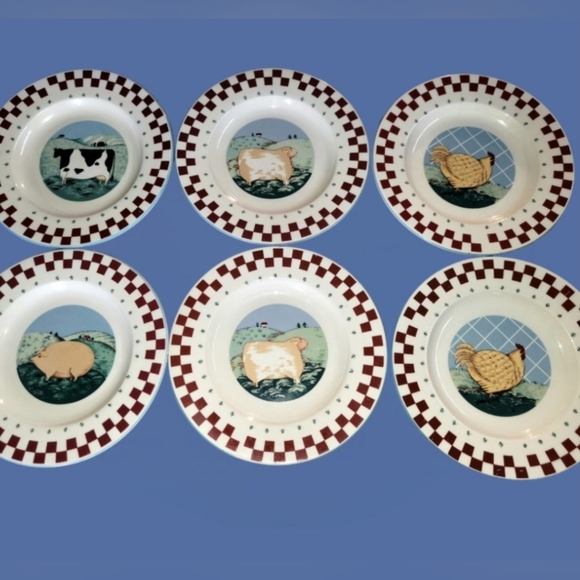 Vintage Tienshan Folk Art Stoneware Salad Plates ~ Corning CENTURA Platter - Picture 2 of 11